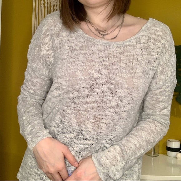 GRAY OPEN BACK SWEATER - Picture 4 of 11